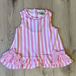 Pink Striped Kids Top with Bows by Rare Editions